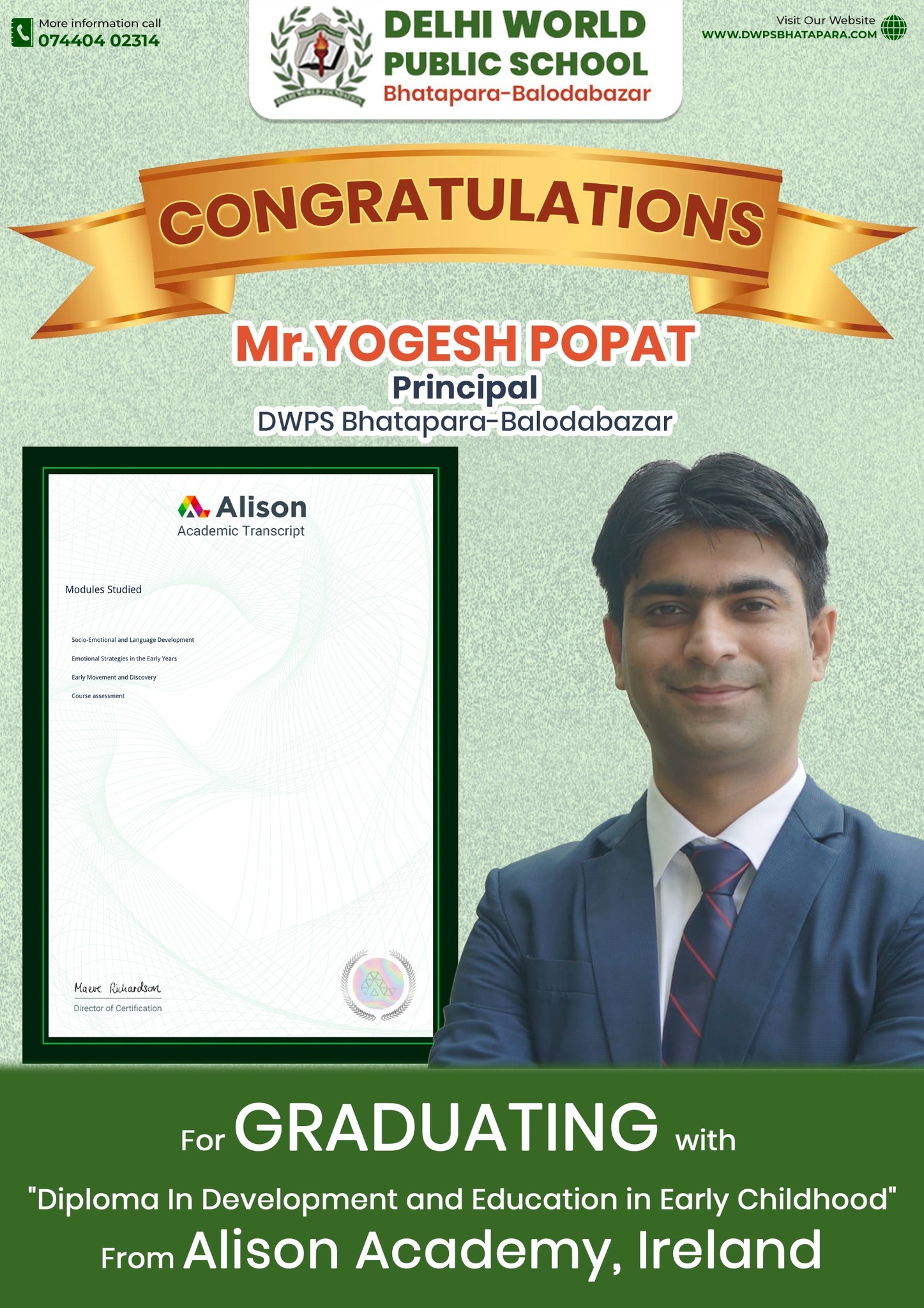 Mr Yogesh Popat Graduates with Diploma in Development and Education in Early Childhood from Alison Academy, Ireland