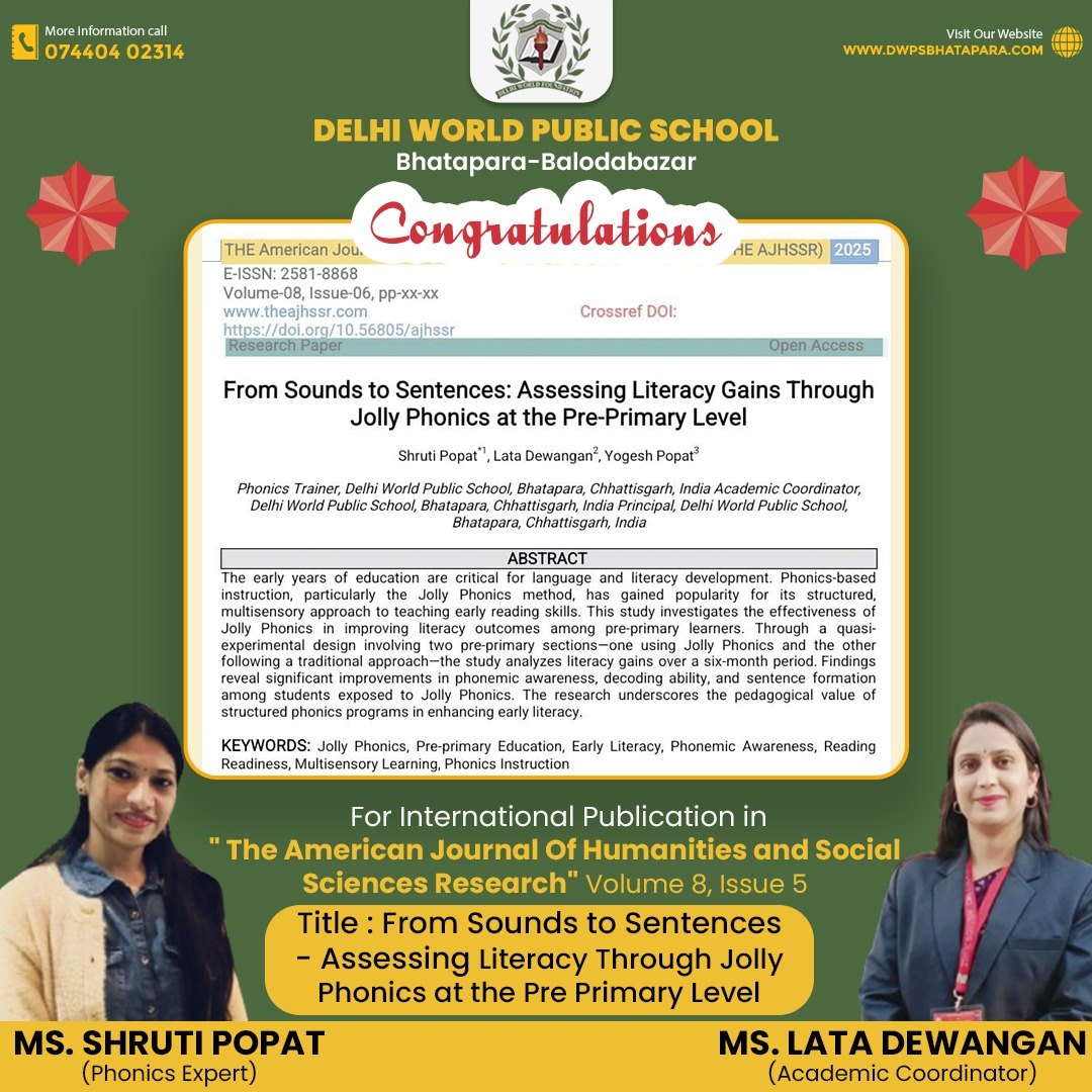 Ms Shruti Popat and Ms Lata Dewangan publish research on phonics and literacy gains among pre-primary learners in the American Journal of STEM Education