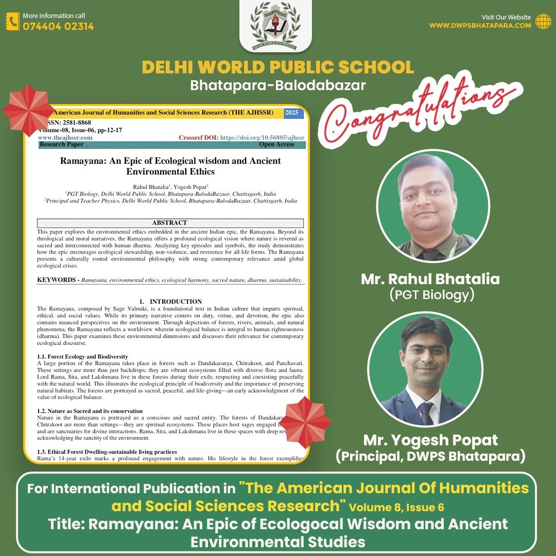 Mr Rahul Bhatalia and Mr Yogesh Popat publish research on the Ramayana, ecological wisdom and ancient environmental studies