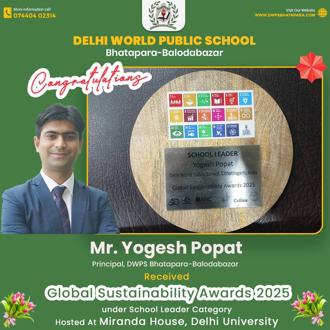 Mr Yogesh Popat receives the Global Sustainability Awards 2025 in the School Leader category at Miranda House, University of Delhi