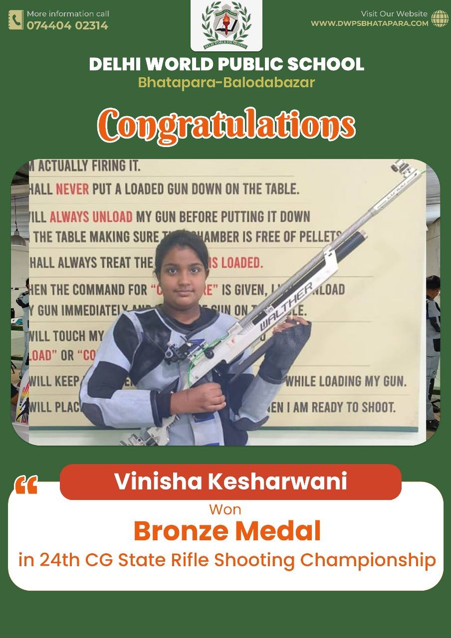 Vinisha Kesharwani wins Bronze Medal in the 24th CG State Rifle Shooting Championship