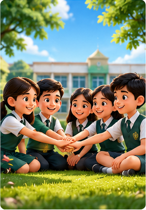 Students working together in a team