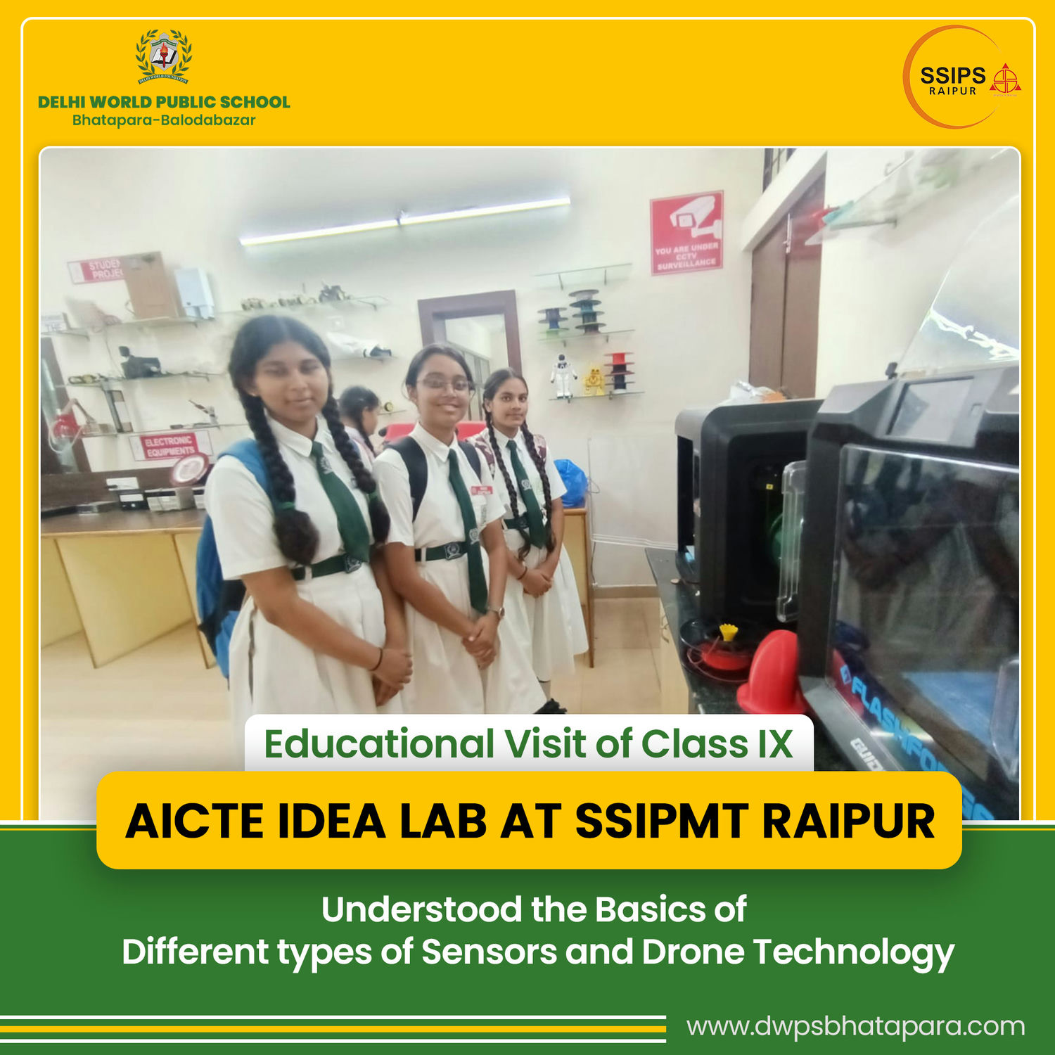 DWPS Bhatapara - Education Visit of Class IX AICTE Idea Lab at SSIPMT Raipur