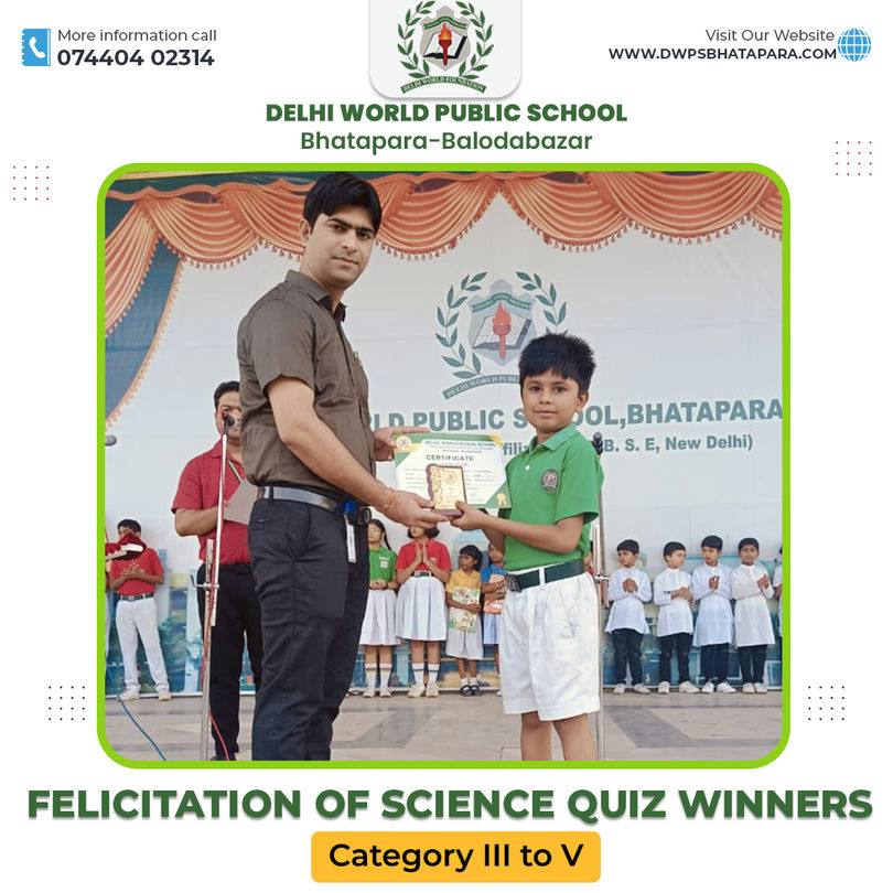 DWPS Bhatapara - Felicitation of Science Quiz Winners