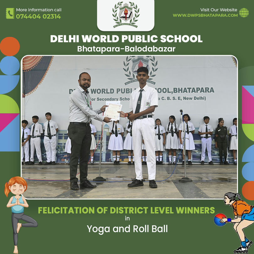 DWPS Bhatapara - Felicitation of Winners in Yoga and Roll Ball